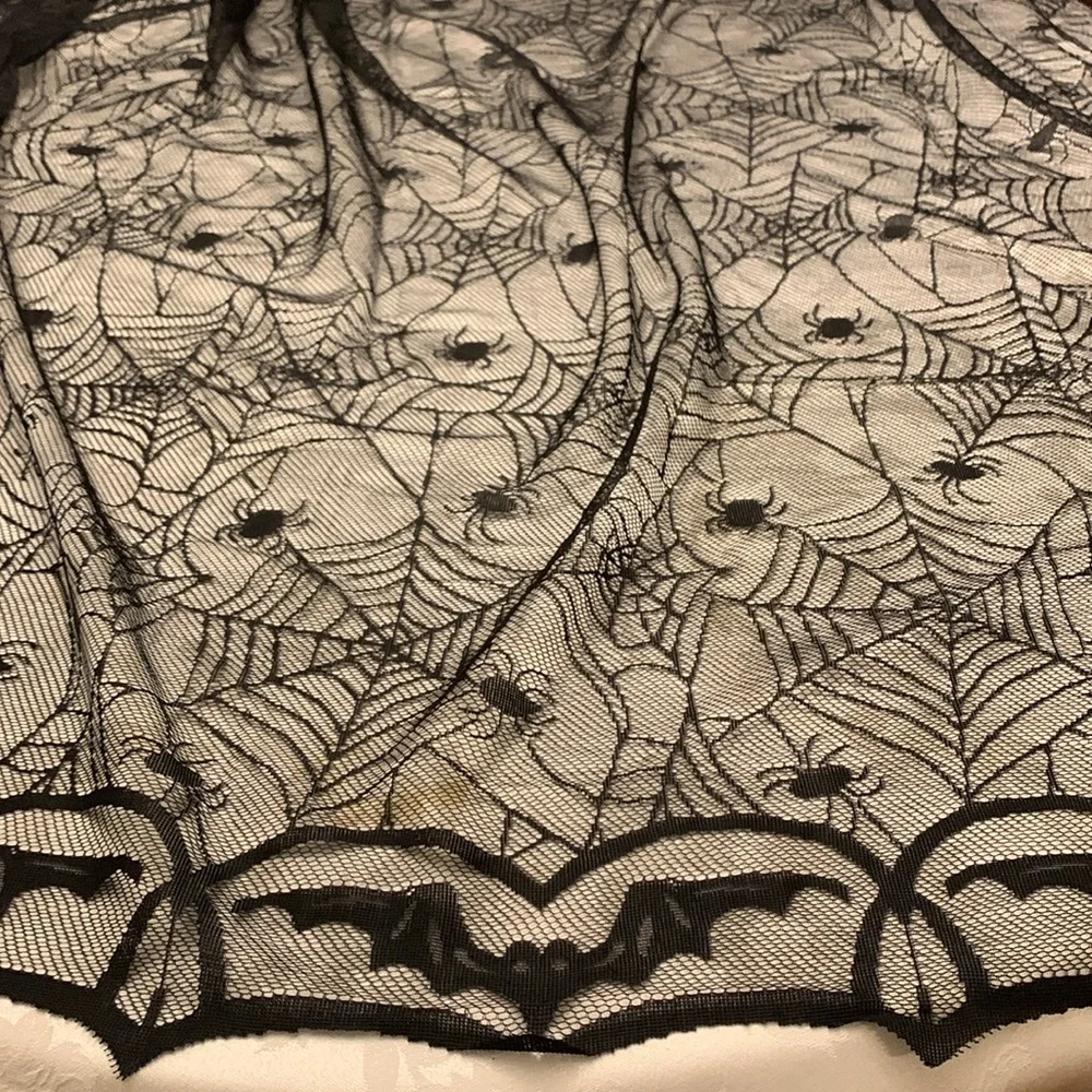 Spider Black Tablecloth or Scarf, 60” Square, Nightlight New in Box